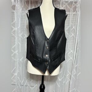 Neutral Zone ladies medium Black Leather look Vest (polyurethane) metal buttons